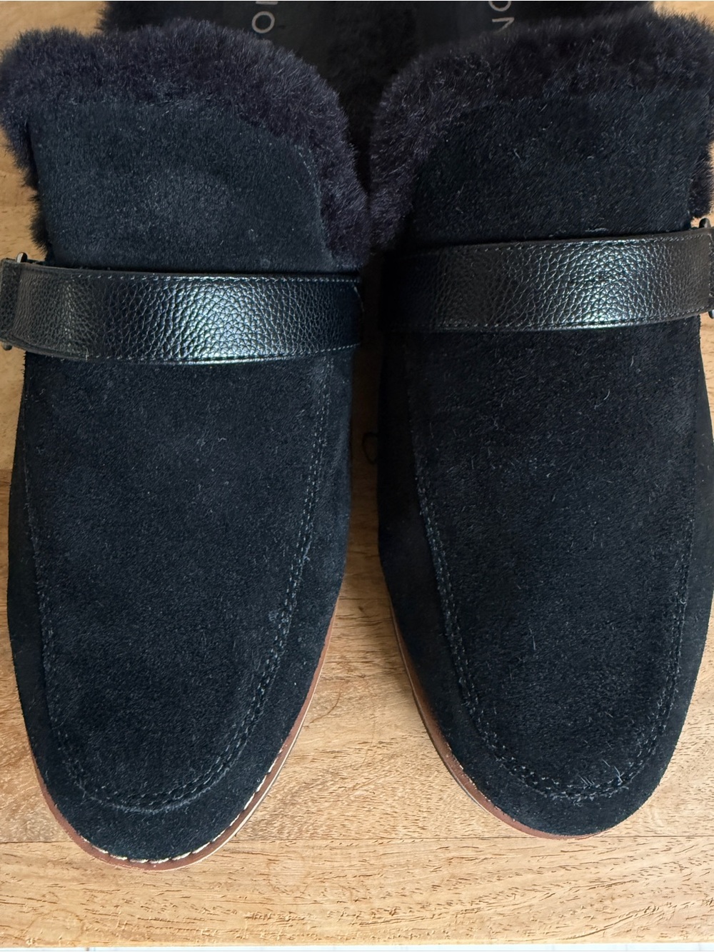 Vionic Kailen Black Suede Faux Fur Shearling Lug Sole Mule Clogs Women’s Size 10 - Picture 7 of 14